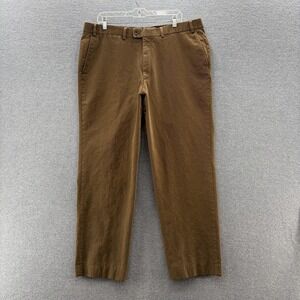 Hiltl Pants Mens 39x31 Brown Chino Contemporary Fit Flat Front Business Casual